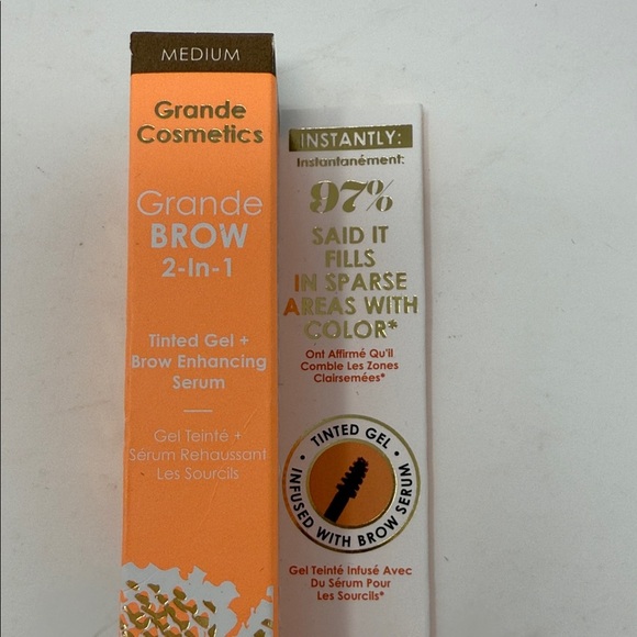 Grande Cosmetics Tinted Gel & Brow Enhancing Serum 2-in-1 Medium .12 fl oz - Picture 1 of 5